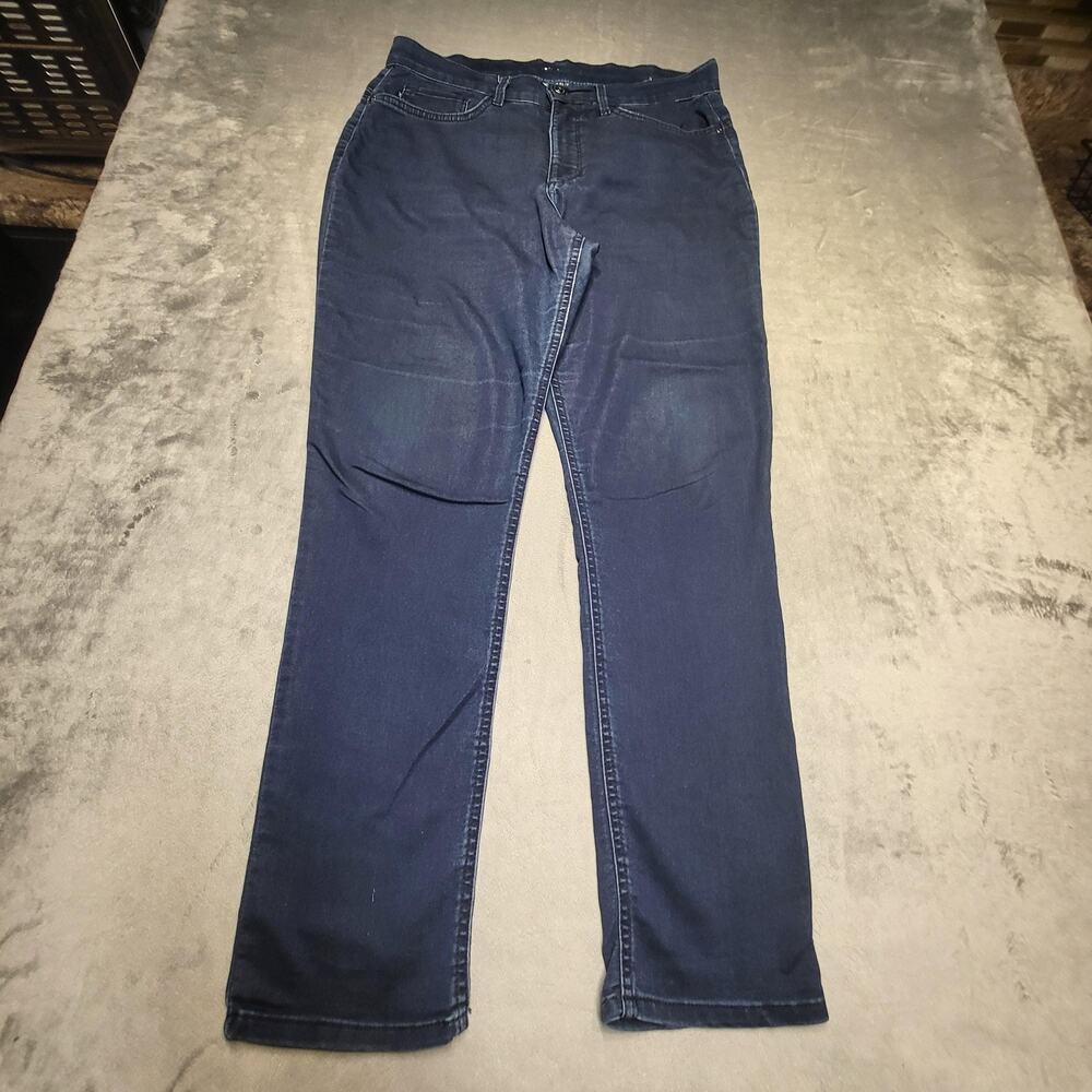 Lee Jeans Womens 16? Blue Straight Relaxed Fit Mid Rise Dark Wash Stretch